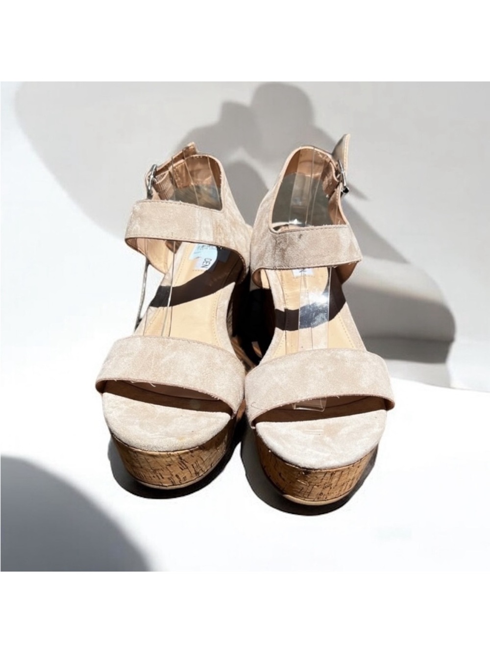 🌻NEW (w/tag) Steve Madden Breath Neutral Suede Flatform Wedge Sandal Size 8.5 - Picture 4 of 10